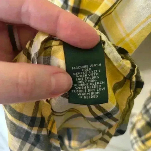 Lauren Jeans Co. Ralph Lauren Button Down Shirt Yellow Plaid size medium. - Picture 7 of 9
